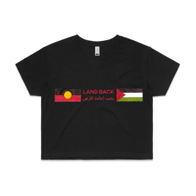 Blackfulla-Palestinian Solidarity Tee - Cropped Black Thumbnail