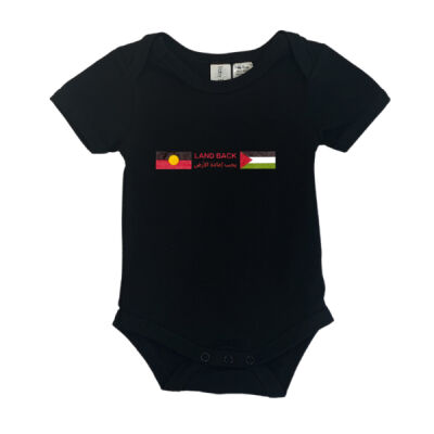 Blackfulla-Palestinian Solidarity Baby Onesie Black Thumbnail